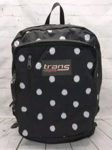 Trans By Jansport Black & White Backpack Polka Dots Laptop School Book Bag - Picture 1 of 15