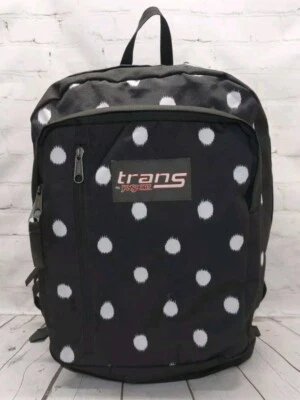 Trans By Jansport Black & White Backpack Polka Dots Laptop School Book Bag - Image 1 of 4