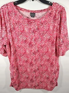 Covington Petite Womens Multicolor Pink Blouse XLP Stretchy Top Short Sleeve  - Picture 1 of 9