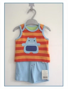 Mothercare New Baby Boys 2 Piece Shorts & Vest Top Outfit Monster Summer Set NEW - Picture 1 of 5