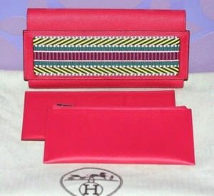 HERMES Pasajero Billetera Larga Bolso Epsom Cavale Lona Múltiples ROSA EXTREMA ¡Rosa Extrema! - Imagen 1 de 12