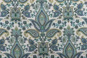 Belle Maison SULLIVAN JEWEL Linen Blend Blue Floral Paisley Print Fabric - Picture 1 of 1