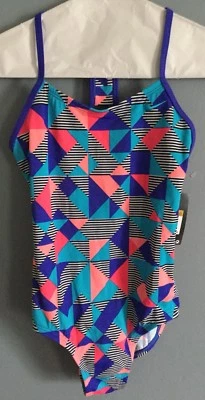 Nike Jóvenes Niñas Azul Traje de Baño Natación Talla 10 Uno 1 Pieza Rosa Foto 1 de 3