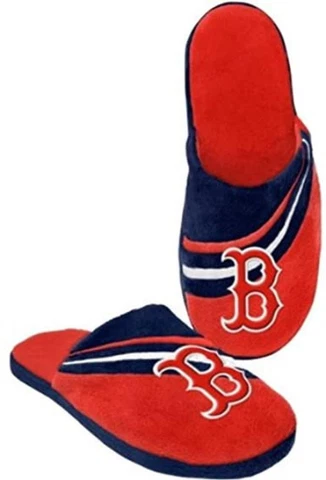 Boston Red Sox Size Medium Men's Stripe Big Logo Slippers [NEW] Slide Shoes Cover