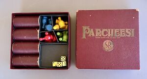 Vintage 1938 Selchow & Righter PARCHEESI Set- Pieces Only With Dice Shakers Box