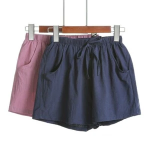 Lady Cotton Linen Loose Shorts Pants Trousers Casual Wide Leg Drawstring Waist - Picture 1 of 21