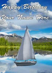sailing boat card A5 Personalised Greeting Card Happy Birthday ref800 boat - Picture 1 of 1