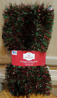 Holiday Time Christmas Red & Green Metallic Sparkle Tinsel Garland 15ft (180")