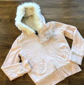 Gap Kids Girls Dusty Rose Faux Fur Lined Zip Hoodie 8 - Picture 1 of 4