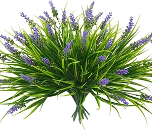 12 Bundles Artificial Plants Outdoor, 18.2" UV Resistant Faux Monkey Grass Green - Picture 1 of 12