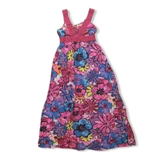 Justice Girls Maxi Dress Sz 12 Multicolor Sequin Embellished Floral Summer Boho - Picture 1 of 9