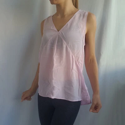 New With Tags! Massimo Dutti 100% Silk Womens Blouse Size L Tank Top Pink Shirt - Image 1 of 4