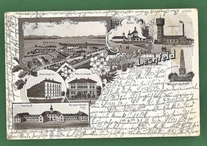 04 220 AK Litho. Gruß aus Lager Lechfeld Mehrbildkarte Wasserwerk, Platzcommando - Picture 1 of 2