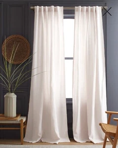 NWOT! Quince Tex. Linen White Filtering Curtains Set Of 2 Panels! 48"x 96" (B78) - Picture 1 of 12