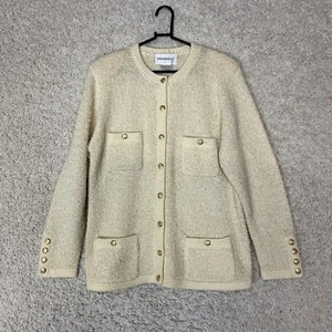 Vintage Tanner Cardigan Sweater Womens Large Gold Buttons Acrylic Preppy Classy - Picture 1 of 9