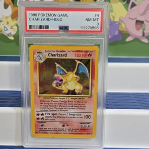 Pokémon TCG Charizard Base Set Holo Unlimited Rare Card 4/102 PSA 8 NM-MT - Picture 1 of 2