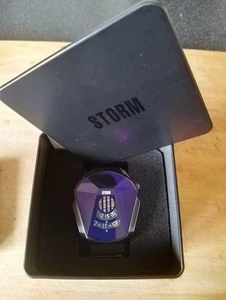 Beautiful Storm Watch, Hardly Worn, Black Metal Strap, Blue/Purple Glass. - Picture 1 of 3