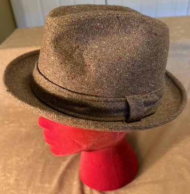 Vintage DOBBS Brown Tweed Euclid Fedora w/Rolled Brim Size 7 1/4 Nice Condition! - Image 1 of 4