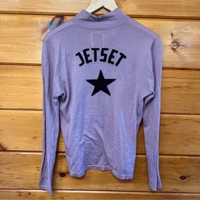 JETSET Top Lana Púrpura Manga Larga con Media Cremallera Delantera Diseño Estrella En La Espalda M Foto 1 de 4