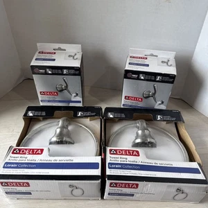 Delta Lorain Bathroom 2 Towel Rings in Brushed Nickel - Picture 1 of 5