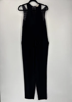 Macacão Rebecca Taylor alça dividida com inserções de malha - Preto - Tamanho 2 - Imagem 1 de 4