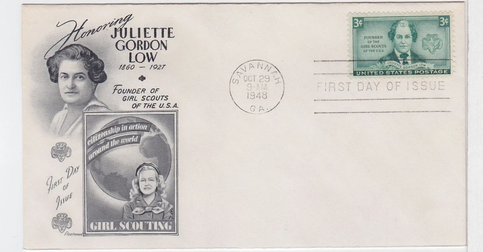 TurtlesTradingPost- Juliette Low & Girl Scouts #974 1948 FDC Fleetwood Cachet - Image 1 of 1