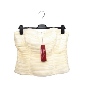 Monsoon Butter Yellow 100% Silk Ruched Bandeau Corset Top - Size 12 NEW - Picture 1 of 12