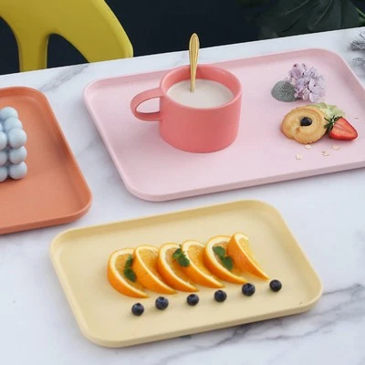 (Hellblau S Ca. 25x17cmn)Küchen-Serviertablett Weizenstroh Rechteckig N CU - Bild 1 von 4