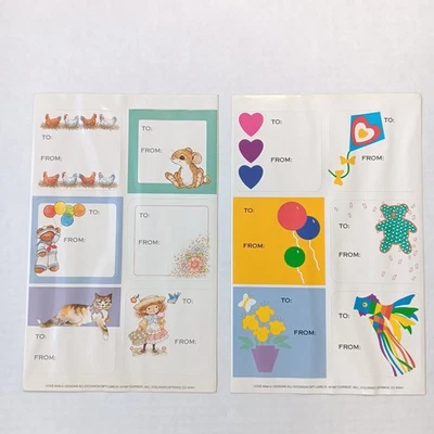 Lote de 2 folhas adesivas de etiquetas de presente atuais da década de 1980 para todas as ocasiões (12 etiquetas no total) - Imagem 1 de 4