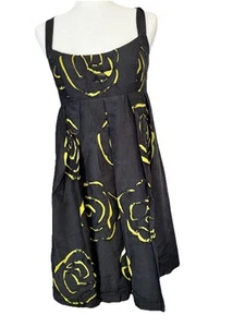 INC International Concepts Dress Size 8 Black With Yellow Flowers - Picture 1 of 12
