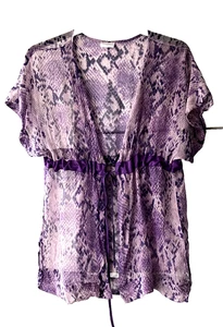 Kardashians Beach Bunny 100% Silk Purple Beach kaftan Size S In VGC - Picture 1 of 7