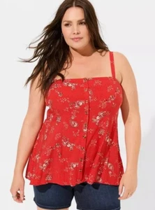 Torrid - Red Fit & Flare Challis Sleeveless Tank - Adjustable Straps - Size 2 - Picture 1 of 7