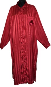 Hidden Fantasies Nightgown Shirt Dress RED SATIN Nightshirt Sleepwear Plus 2X - Picture 1 of 19