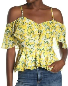 $248 NWT PARKER SzS RUFFLED COLD SHOULDER TOP WHITE LIMON - Picture 1 of 3