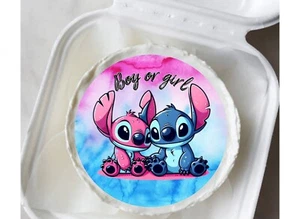 Boy Or Girl Stitch Gender Reveal Edible Cake Topper, Frosting Paper - Picture 1 of 2