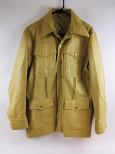 Field And Stream Gordon & Ferguson Jacket Size Large Tan Faux Leather Vintage - Picture 1 of 9