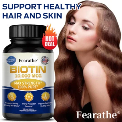 Biotin 10,000 MCG - Improve Skin Health, Hair Growth, Thicker Nails & Energy - Image 1 of 4