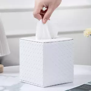 Cubierta de caja de pañuelos blancos, cubierta de caja de pañuelos cuadrados, soportes de caja de pañuelos blancos, pañuelo H - Imagen 1 de 12