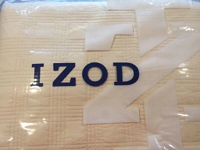 Izod Queen Quilted Coverlet in Sand (Ivory) 100% Pre-washed Cotton 90" x 90" NIP - Image 1 of 4