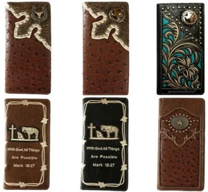 Longhorn, TX State, Cross Praying Cowboy Männer Western Brieftaschen faltbares Scheckbuch  - Bild 1 von 11