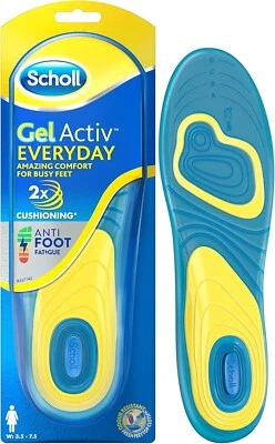 New Scholl GelActiv Everyday Absorption Insoles for Women (UK4-8) Small Size