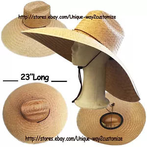 BIG SIZE STRAW HAT WITH CHIN STRING FOR *FARMING FISHING BEACH* WIDE BRIM 7.5" - Picture 1 of 4