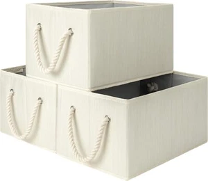 Storage Baskets for Shelves, Foldable Fabric Closet Storage Bins with Handles - Picture 1 of 8