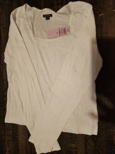 Women's Long Sleeve Round Neck Lace Trim T-Shirt - Wild Fable White Size XL - Picture 1 of 2