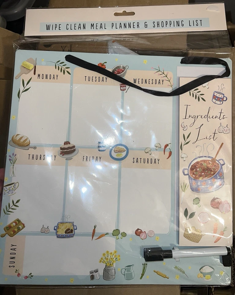 Wipe Clean Reusable Meal Planner Board And Shopping List Booklet - Image 1 of 1