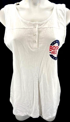 NUEVA Camiseta sin mangas blanca con botones de uva suave como los Boston Red Sox para mujer M Foto 1 de 4