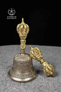 Handmade Premium Gilded Tibetan Bell and Vajra Ritual Item - Picture 1 of 7