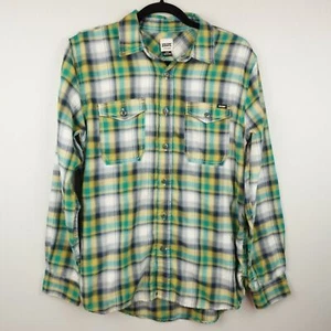 Volcom Workwear Men's Shirt Green Yellow Black Gray Plaid Size Small - Picture 1 of 9
