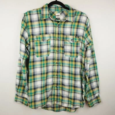 Volcom Workwear Men's Shirt Green Yellow Black Gray Plaid Size Small - Image 1 of 4