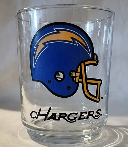 Vintage San Diego Chargers  NFL Drinking Glass 1980’s LA 4” 12 Ounce Cover